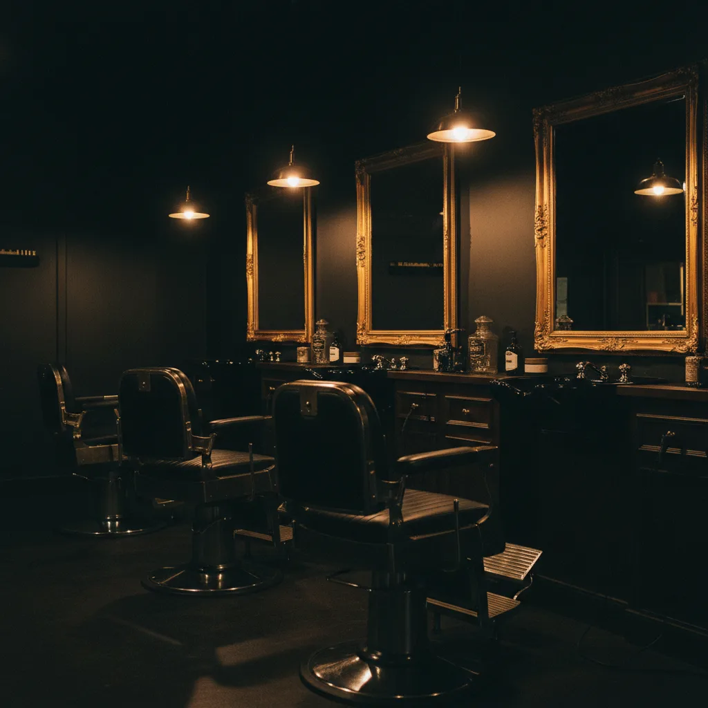 A barber setting up the chair before the first client
