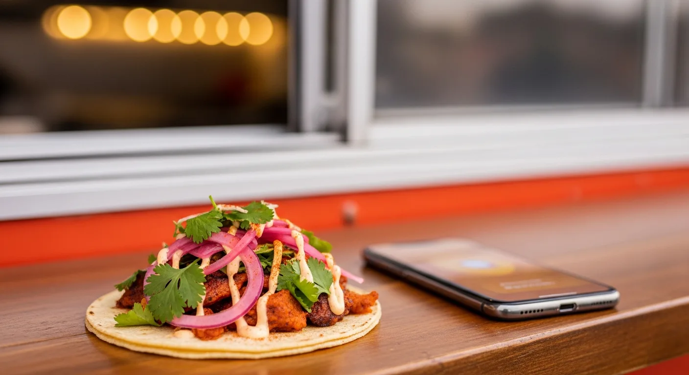 A customer ordering from a food truck on their phone